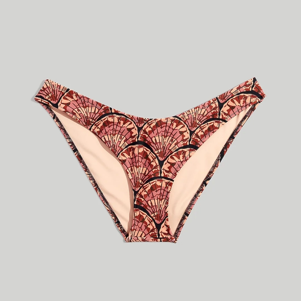 đMADEWELL SECOND WAVE CURVED-WAIST BIKINI BOTTOM IN PAINTED SEASHELLS XX - Picture 4 of 7